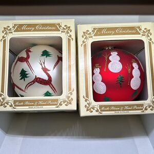 Set of two NEW glass ornaments